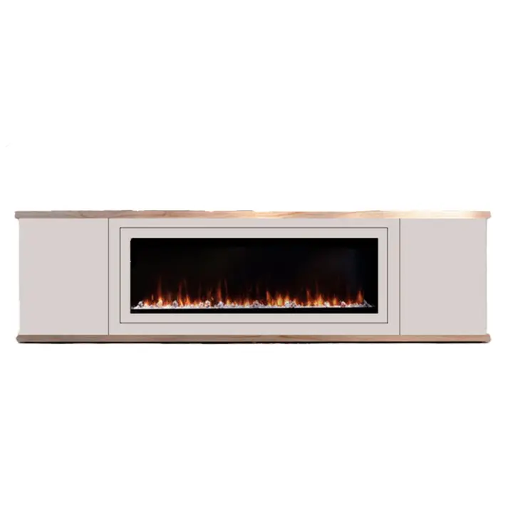 Sinced Mueble Complete Arosio 108 Mueble De Madera Gris y Chimenea Electrica 1500W Enviar a Distancia Mueble Artesanal Calidad Resistencia y Diseno Para Cualquier Environment Enviar a Distancia - 1