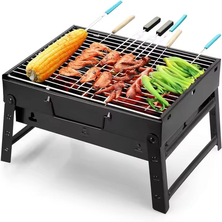 Barbacoa Portátil Pequeña Barbacoa De Carbón De Mesa Plegable para El Hogar con 2 Parrillas De Barbacoa De Acero Inoxidable Barbacoa Al Aire Libre / Camping / Picnic - 1