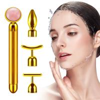 Rodillo De Cuidado Facial De 4 En 1 Con Vibración De Cristal De Rosas De Apatita Rodillo De Jade Para Lifting Y Adelgazamiento Massajeador De Ojos T/V Shaped Belleza Cuidado - details 7