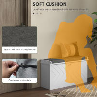 HOMCOM Banco Zapatero Moderno Mueble Zapatero con Banco de Madera con Estantes Ajustables y Cojín Acolchado para 8 Pares de Zapatos para Entrada Pasillo 80x26x44,5 cm Blanco - details 3