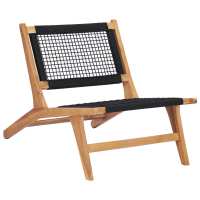 vidaXL Tumbona con reposapiés madera maciza de teca y cuerda Sillas de Exterior Ideal para jardín, playa, piscina, terraza Tumbona Piscina Tumbonas Playa Tumbonas Jardín Exterior - details 3
