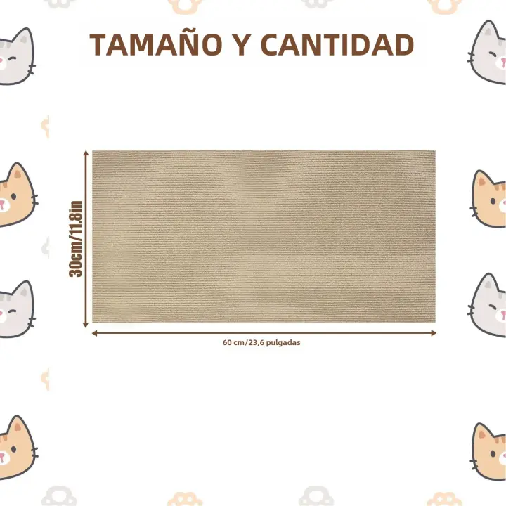 Manta De Escalada Para Gatos Tablero De Uñas Vertical Adhesivo Para Pared Sin Desechos Tamaño Estándar Material De Tela - 1