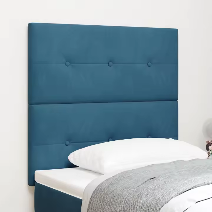 Cabecero LED vidaXL Azul Oscuro 90 cm Terciopelo - 1