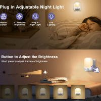 Lámpara De Noche LED Con Sensor De Movimiento Para Habitación Infantil EU Plug Automático De Atardecer a Amanecer Sensor Dimmable Sin Cable Para Armario - details 11