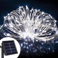 Cadena De Luces Solares LED Para Jardín Y Exterior Impermeable De 100/200/300/500/1000 LEDs Decoración De Navidad Guirnalda De Año Nuevo Art Decó Luz De Cobre Para Exterior - details 4