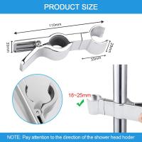 Soporte para la rotación de 45 °, soporte universal para Riel de 18-25mm, soporte para Ducha, poste deslizante para Ducha de Baño de repuesto(Plata) - details 0