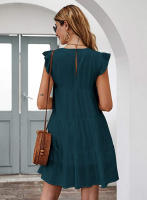 Vestido Mini Elegante Para Mujer Con Volantes Estilo Harajuku Casual Sin Mangas Cuello Redondo A-Line Vintage Para Playa Y Fiestas - details 13