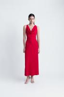 PuntoSalao Vestido largo aplique espalda color rojo para mujer elegante - details 0