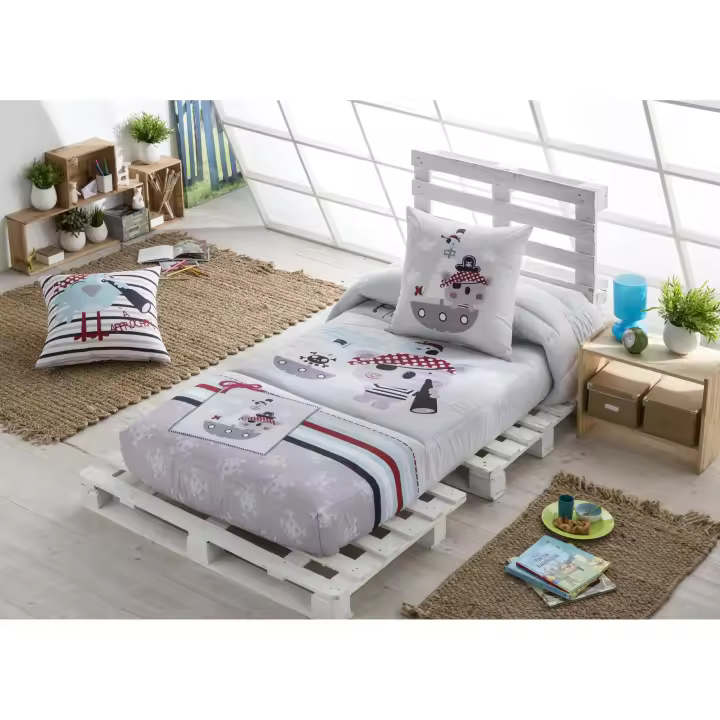 JVR - Edredón Ajustable modelo PIRATE - Tejido 100% Algodón percal 200 hilos - Estampado digital - Fabricado en España - Cama 80/90/105 - 1