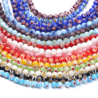 63pcs 6mm Murano Lampwork Perlas Redondas De Vidrio Pintado Con Flores Para Fabricación De Joyas Pulseras Collares Accesorios - details 2