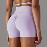 Shorts Deportivos Sin Costuras Cintura Alta Push up Yoga Elásticos Para Gimnasio Y Correr Shorts Transpirables De Poliéster Y Nylon - details 16