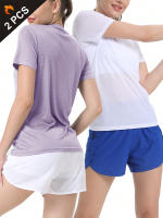 2Pcs Camiseta Deportiva Ligera Y Secado Rápido Para Mujer Color Sólido Transpirable Para Entrenamiento Fitness Running Gym - details 11