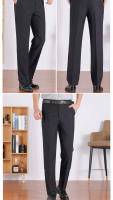 Pantalones Casuales Para Hombre RIYBEOE Verano Otoño Primavera Estilo Formal Recto Color Sólido Diseño Plano Gruesos Para Oficina Y Negocios - details 7