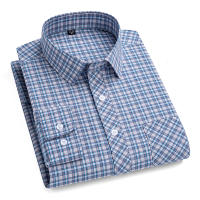 Camisa a Cuadros De Algodón Puro 100% Para Hombres Cuello En V Manga Larga Estilo Casual Comodidad Oficina Trabajo Formal - details 5