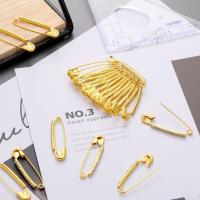 Pins De Seguridad Dorados Con Rhinestones Broches Para Mujer Accesorio Para Ropa Chaqueta Chal Sombrero Clip De Moda - details 1