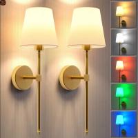 Lámpara De Pared Inalámbrica Recargable Con Control Remoto Luz LED Dimmable De Batería Desmontable 10 Colores Para Dormitorio Estudio Foyer - details 0