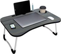 Mesa de cama para portátil, escritorio de pie para sofá, desayuno, bandeja de café plegable, soporte para portátil, soporte de lectura (60 x 40 cm) (negro) - details 0