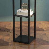 Lámpara de pie con E27 a 40W, sin bombilla, iluminación interior para salón y dormitorio, Madera Negra, 26x26x160 cm - details 4