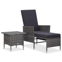 vidaXL Set de muebles de jardín 2 piezas con cojines ratán PE en color Marrón/Negro/Gris | acolchados duraderos para sofás de jardín terraza exterior - details 2