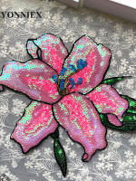 Parche De Flor De Lirio Rosa Con Lentejuelas 1 Pieza Para Ropa DIY Parche Brillante De Moda Para Mujeres Y Niñas Material De Poliéster - details 1