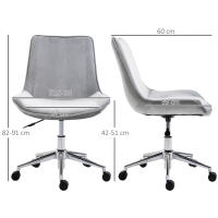 HOMCOM Silla de Oficina Giratoria Silla de Escritorio Ergonómica con Altura Ajustable Respaldo Tapizado en Terciopelo Suave y Ruedas Carga 120 kg 52,5x60x82-91 cm Gris - details 2