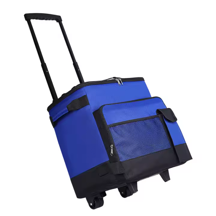 Enfriadores blandos con ruedas - enfriadores portátiles de rollo con aislamiento térmico de ruedas extraíbles, enfriadores de ruedas plegables adecuados para compras, picnic, barbacoa y playa - 1