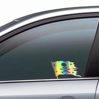 Pirata Jolly Roger Adorno De Coche Estilo Vinyl Negro/Blanco/Laser Decoración Para Ventanas Y Puertas De Coche - details 6