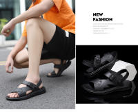 Sandalias De Verano Para Hombre PU Cuero Tacones Medios Antideslizantes Abierta Delante Zapatillas De Playa Cierre De Hebilla - details 11