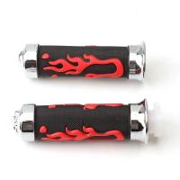 Pareja De Manillar De Motocicleta Universal En Forma De Bola De 7/8 Pulgadas 22mm Rubí Rojo Con Diseño De Calavera Y Llama Para Honda Suzuki Yamaha - details 5