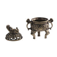Brass Pocket Lotus Jiuding Incense Burner Hollow Mini Incense Holder Garden Statue Sculpture from Mainland China - details 11