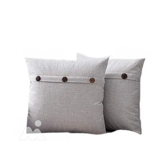 REINOMANSIDI SL - Pack de 2 -Relleno incluido 45x45cm Fundas de Cojin con Rellenos Incluido, Decorativas Rectángulo para Sofá 45x45cm Blanco con boton Funda Cojín Regalo Accesorios Hogar, - 1