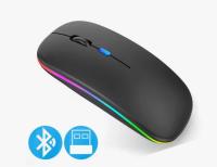 Ratón inalámbrico compatible con Bluetooth, 2,4 GHz, 1600DPI, recargable por USB, Luz RGB, portátil, ordenador portátil, PC, Macbook, Juego - details 1