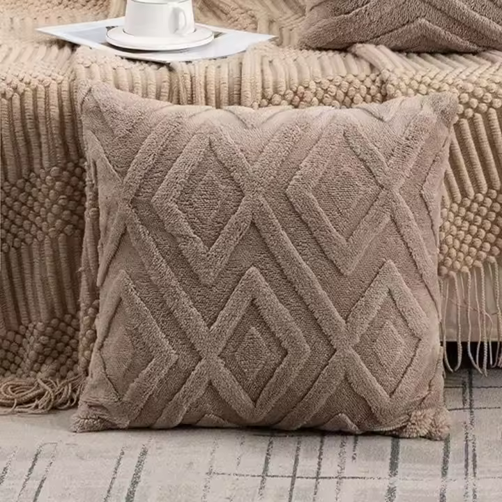 Funda De Cojín De Velours Blanco Crema Con Patrón De Copos De Nieve Suave Y Gruesa Decorativa Para Dormitorio Y Sala De Estar - 1