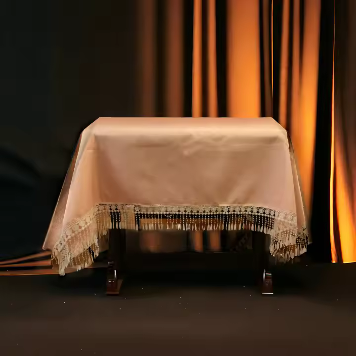 Mantel De Encaje Con Borla En Blanco Estilo Fresco Cubierta De Tela Para Mesa Cuadrada O Redonda Sofá 100% Poliéster Hecho a Mano - 1