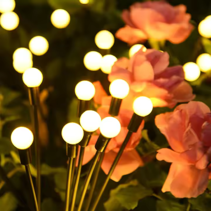 SOMY Luces solares de jardín al aire libre, luces solares de luciérnaga 8 LED IP65 impermeables, luces solares LED para exteriores para jardín, pasillo, cumpleaños, decoración de fiesta, luz de pared blanca cálida para exteriores - 1