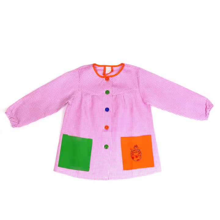 Batas Escolares Infantiles Multicolores - Batas de Cuadros - Manga Larga y Tela Transpirable - Diferentes Tallas Disponibles - Cómodas - Perfectas para Niños y Niñas en Colegio - Diseño Práctico y Resistente - 1