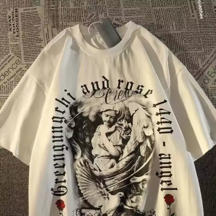 Camiseta Gráfica Retro De Verano Para Hombres Y Mujeres Estilo Harajuku Y2K Hip Hop Callejero Suelta Y Oversize Con Estampado Gótico - 1