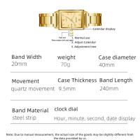 Reloj De Lujo Para Hombre De Marca Top Fashion Cuadrado Oro Plata Cuarzo Correa De Acero Inoxidable Estilo Élégante Y Casual Resistente Al Agua - details 2