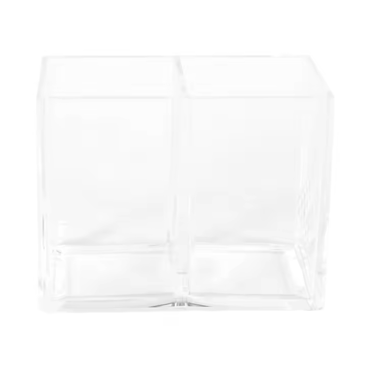 Porta pinceles de maquillaje de acrílico transparente Soporte para lápices y bolígrafos Organizador de escritorio para cosméticos Estuche de almacenamiento - 1