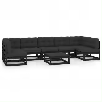 VIDAXL 3077193 conjunto de muebles para decorar ambientes exteriores fabricado en madera con 8 piezas en color negro vida xl - 1