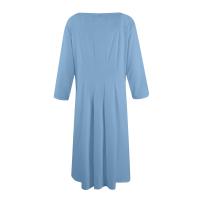 Vestido Largo De Manga Larga Para Mujer Casual Suéter Con Bolsillos Estilo Swing Suelto Cuello Redondo Color Sólido Vestido Robe - details 26