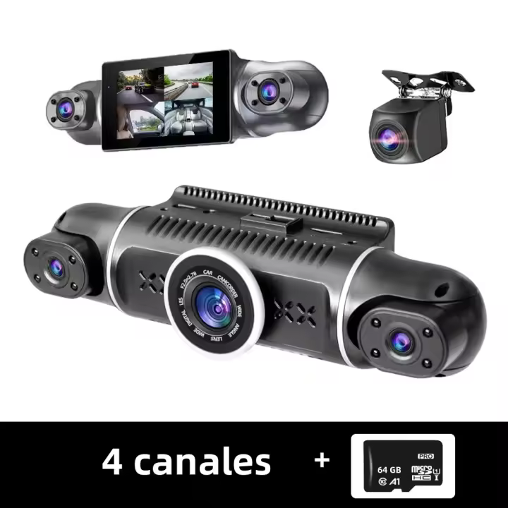 Cámara De Coche DVR Con WiFi GPS FHD 4 Lentes 1080P Grabadora De Video Nocturna Visión Negro Bocina Monitorea De Aparato 24H Park - 1