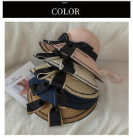 Sombrero De Paja Tejida Versátil Para Mujer Estilo Noble Con Lazo Grande Sombrilla De Playa Protección Solar Para Primavera Y Verano - details 4