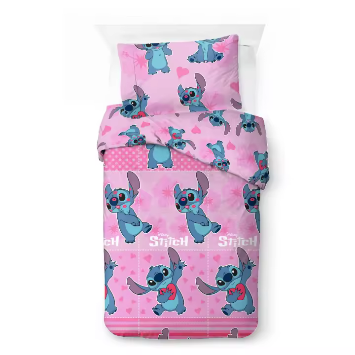 Bimba Pimba Funda nórdica Stitch rosa (producto oficial) cama 90cm 52% algodón 48% poliéster - 1