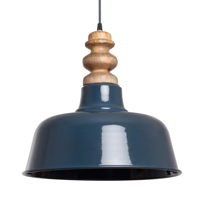 Ledkia Lámpara Colgante Madera y Metal Yash Bela Azul - 1