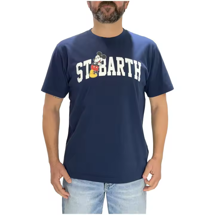 Camiseta MC2 SAINT BARTH Mickey College con Logo en el Pecho Color Marino - 1