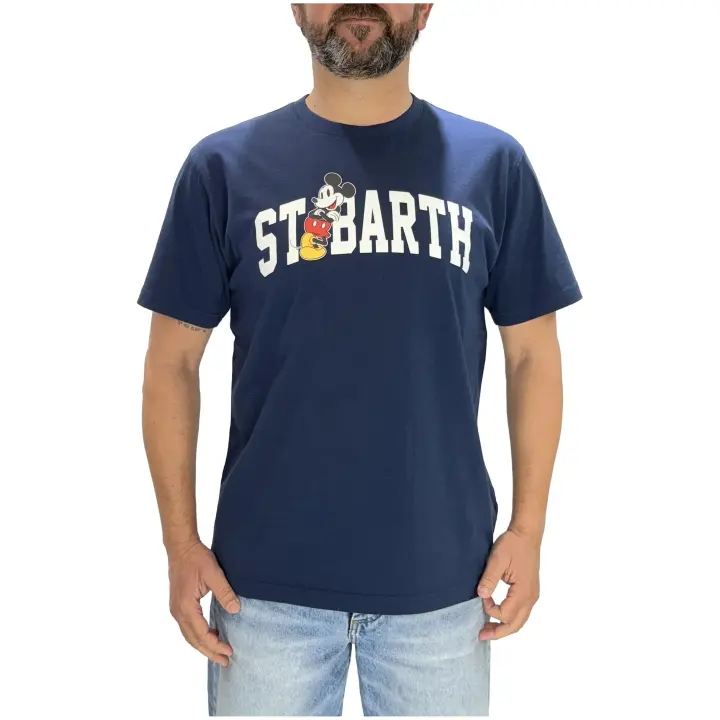 Camiseta MC2 SAINT BARTH Mickey College con Logo en el Pecho Color Marino - 1