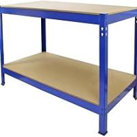Mesa de Trabajo Metálica Q-Rax de Acero Sin Tornillos Azul Banco de Trabajo Metálico Metal Taller Carpintero Profesional Garaje Banco Trabalho 120cm x 60cm x 90cm Tool Work Bench Workbench Garage - details 3