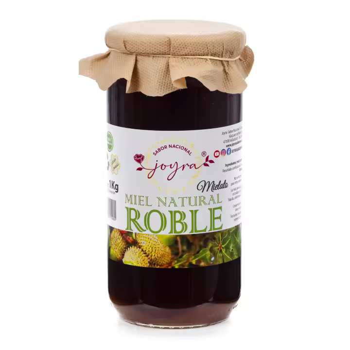 ARTE SABOR Miel 100% natural, pura, cruda, de Roble. Tarro de cristal de 1000gr 8x8x17 Cm. - 1