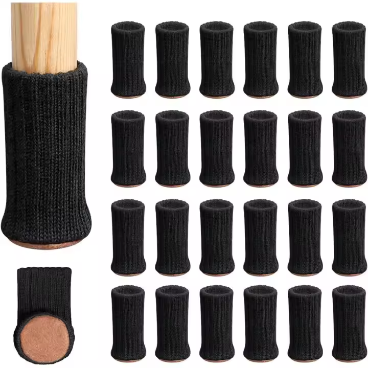 24 piezas de calcetín de silla para patas de silla, patas de muebles, almohadillas antideslizantes para patas de silla de 1 "-2" de diámetro, negro - 1